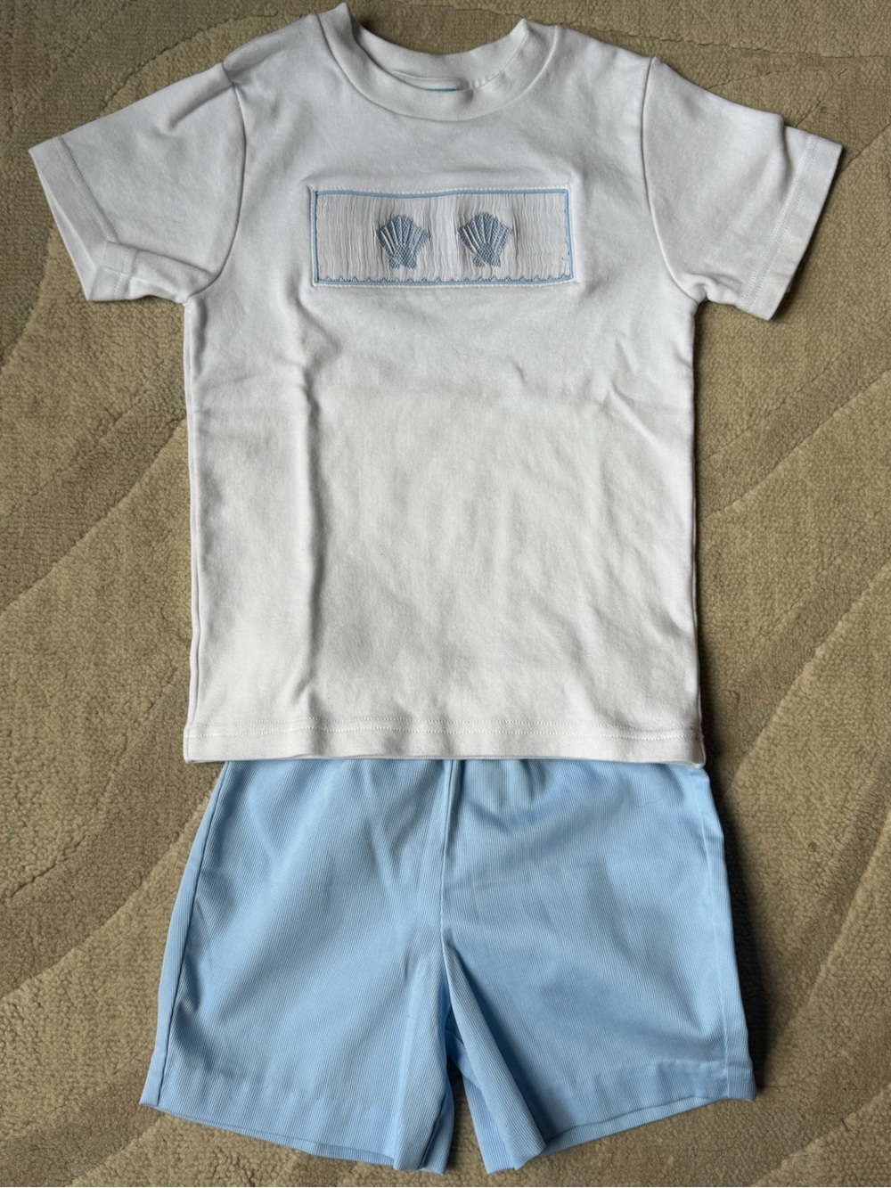 Southern Sunshine Smocked Sea Shell Short Shirt Set 5T